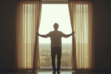 Pessoa abrindo Cortinas - Despertar da Consciência