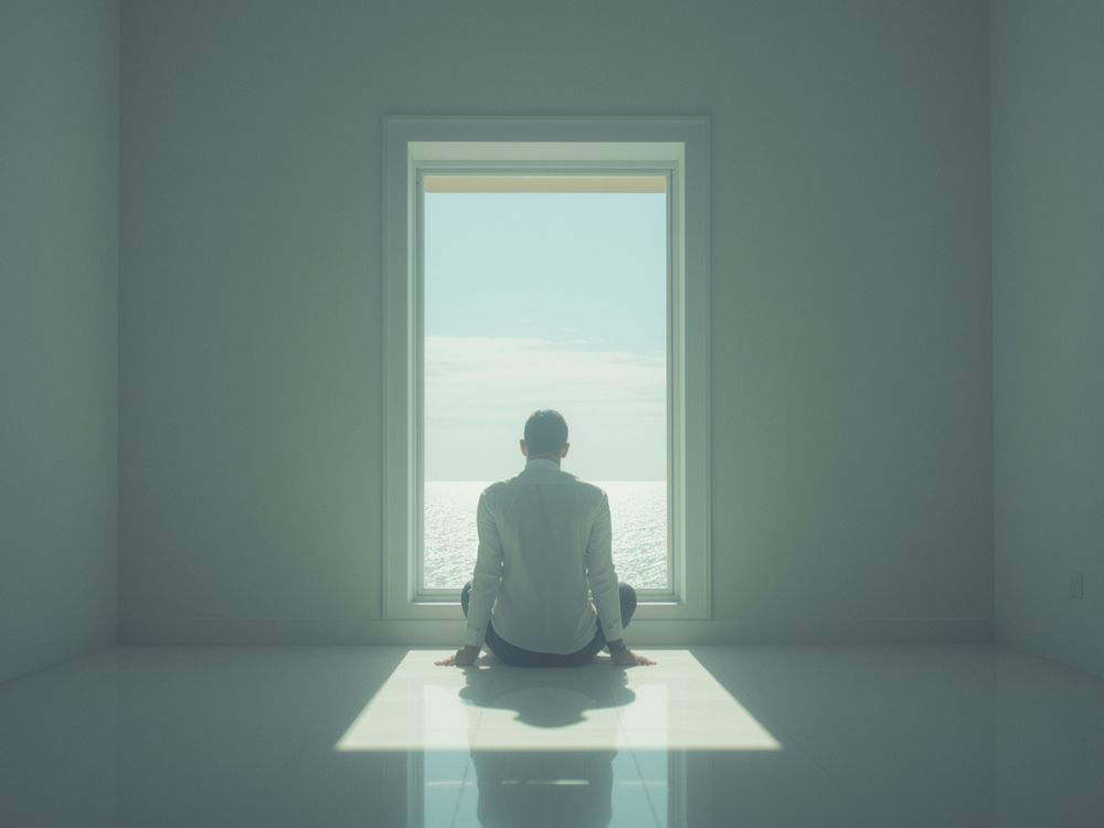 Homem sentado em frente a porta - autonomia mental