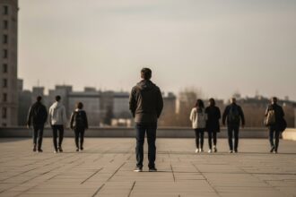 Pessoa pensando em meio a outras pessoas - Ditadura de Opinião