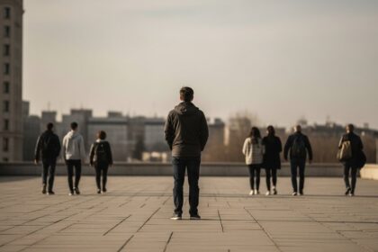 Pessoa pensando em meio a outras pessoas - Ditadura de Opinião