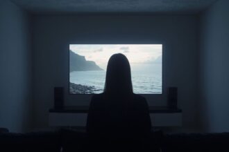 Pessoa em frente a televisão - Realidade Fabricada