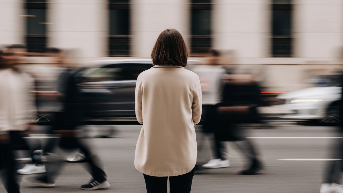 Mulher vendo tempo passar a sua volta